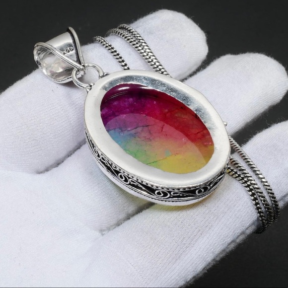 Solar Quartz Crystal Pendant  .925 Sterling Silver & Chain - Picture 2 of 3